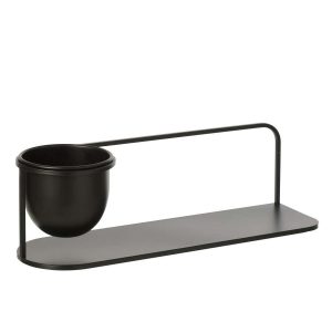 WALL RACK +  FLOWERPOT IRON BLACK