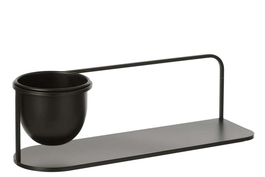WALL RACK +  FLOWERPOT IRON BLACK