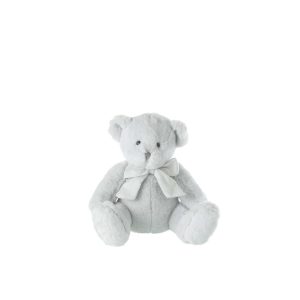 BEAR PLUSH WITH BOW TIE POLYESTER GREY SMALL