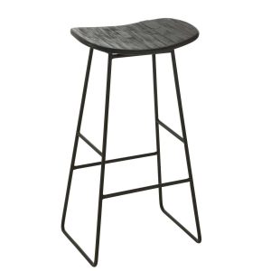 STOOL RECTANGULAR RECYCLE TEAK BLACK LARGE