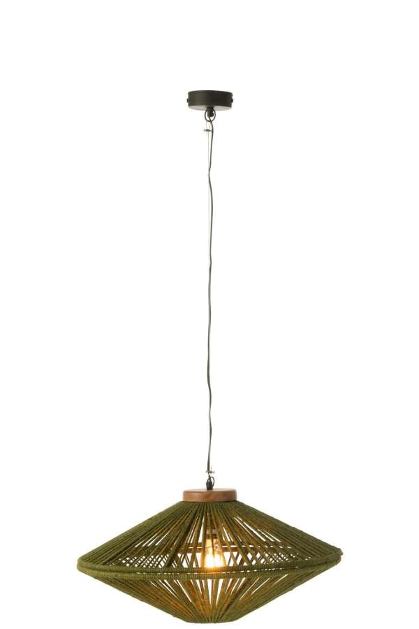 HANGING LAMP OVNI IRON/JUTE GREEN SMALL