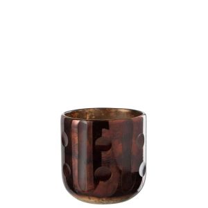 TEALIGHT HOLDER COCONUT CYLINDER GLASS BROWN