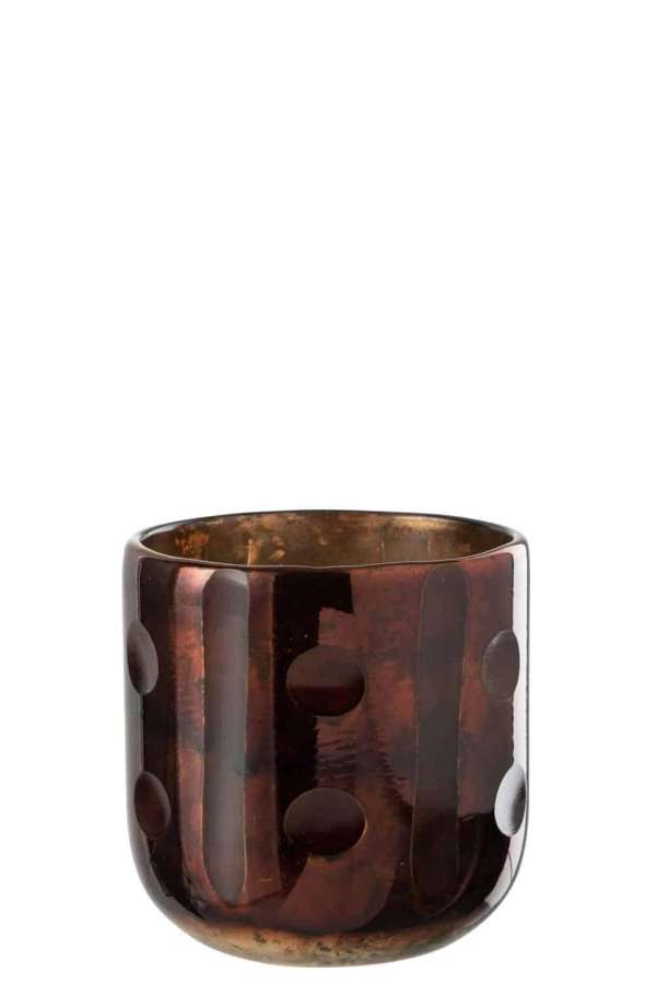 TEALIGHT HOLDER COCONUT CYLINDER GLASS BROWN