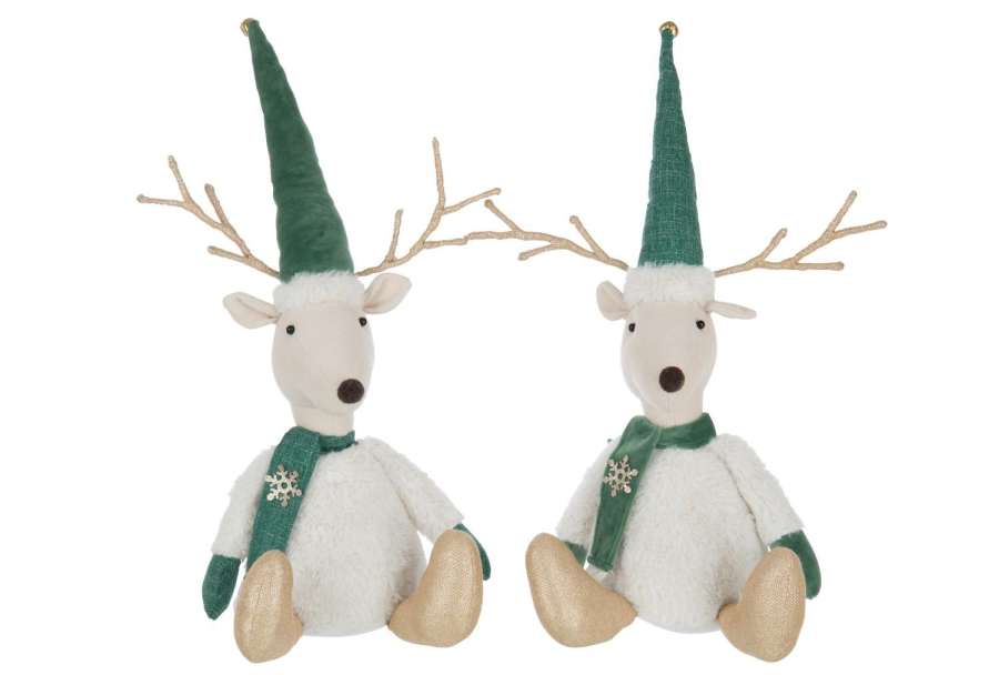 REINDEER SITTING POLYESTER MULTICOLORED ASSORTMENT OF 2