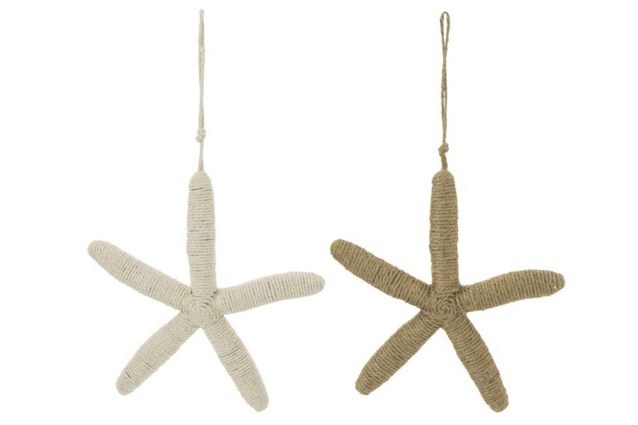 HANGER SEASTAR ROPE/POLYRESIN WHITE/NATURAL ASSORTMENT OF 2