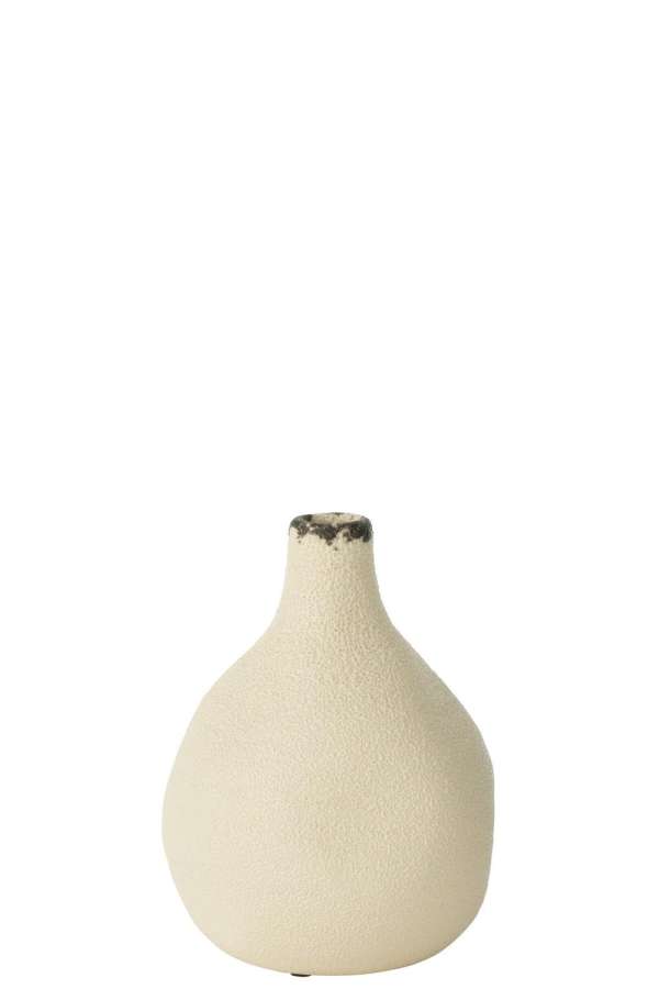 VASE BAY PEAR STONEWARE WHITE/BLACK