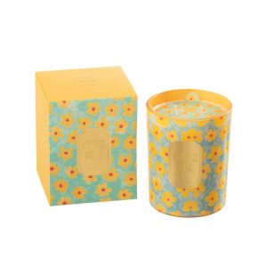SCENTED CANDLE FLOWERS AZURE/YELLOW LARGE-70 HOURS