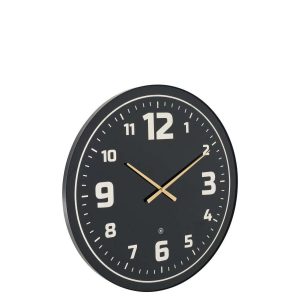 WALL CLOCK LED YELLOW LIGHT GLASS BLACK