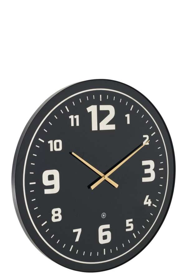 WALL CLOCK LED YELLOW LIGHT GLASS BLACK