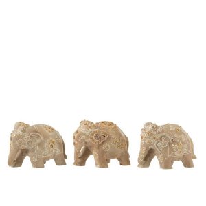ELEPHANT BEADS MANGO WOOD NATURAL/WHITE SMALL ASSORTMENT OF 3