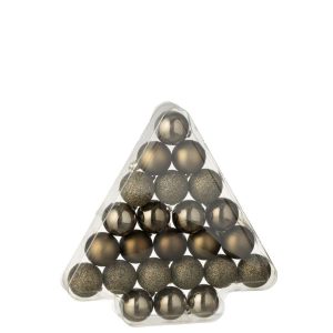 BOX OF 24 CHRISTMAS BAUBLE PLASTIC BROWN