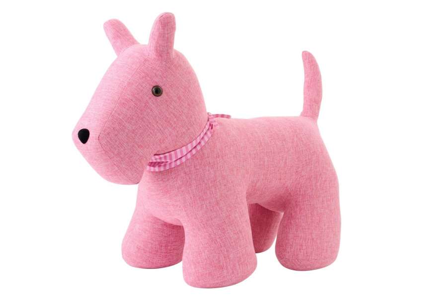 DOORSTOP DOG + SCARF POLYESTER PINK LARGE