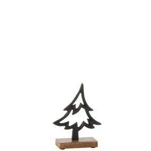 PINE TREE ON BASE ALUMINIUM/WOOD BLACK SMALL