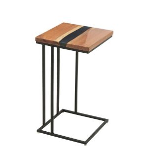 SIDE TABLE SQUARE ACACIA WOOD/RESIN NATURAL/BLACK