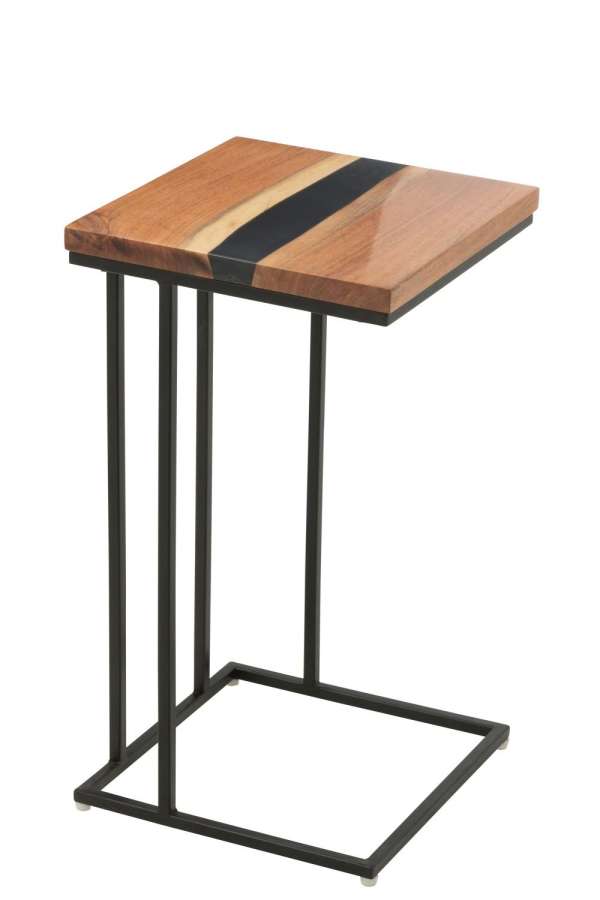 SIDE TABLE SQUARE ACACIA WOOD/RESIN NATURAL/BLACK