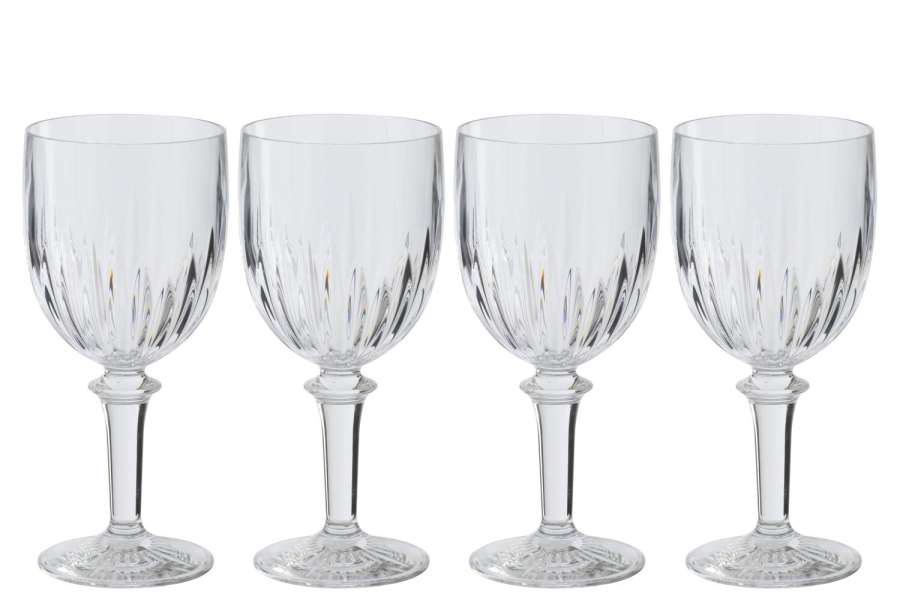 BOX OF 4 WINE GLASS ACRYLIC TRANSPARENT