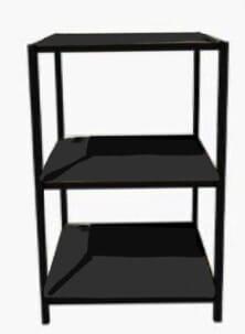 SHOP IN SHOP PRESENTATION TABLE SET 3PLANKS HIGH METAL BLACK/WOOD MELAMINE OAK LARGE