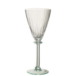 WINE GLASS STRIPED GLASS TRANSPARENT/LIGHT GREEN