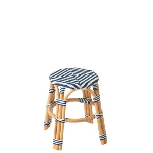 STOOL GEO RATTAN BLUE/WHITE