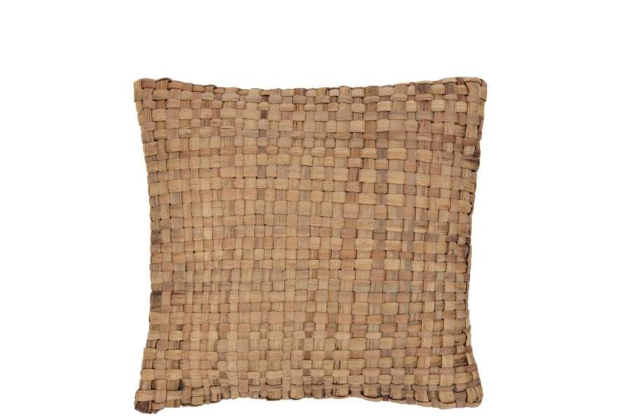 CUSHION SQUARE 1 SIDE REED/TEXTILE NATURAL SMALL