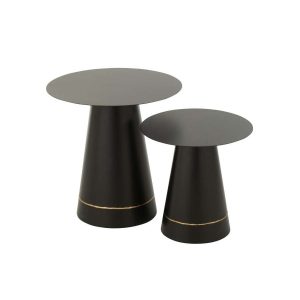 SET OF 2 SIDE TABLE IRON BLACK/GOLD COLORED