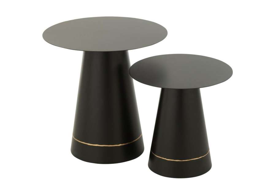 SET OF 2 SIDE TABLE IRON BLACK/GOLD COLORED