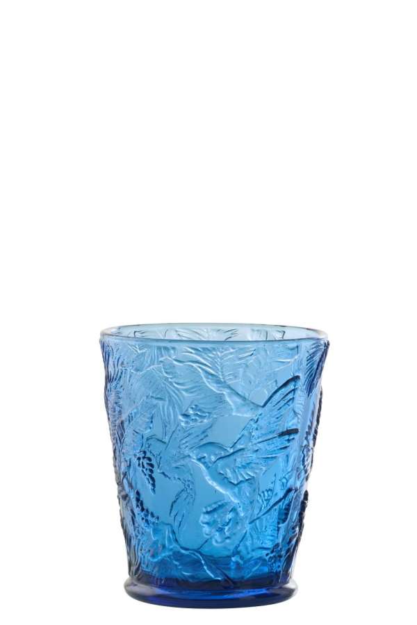 DRINKING GLASS BIRDS GLASS BLUE