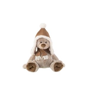 BEAR+HAT PLUSH POLYESTER BROWN MEDIUM