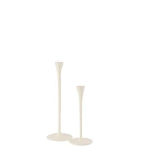 SET OF 2 CANDLE HOLDER GOA ALUMINIUM WHITE