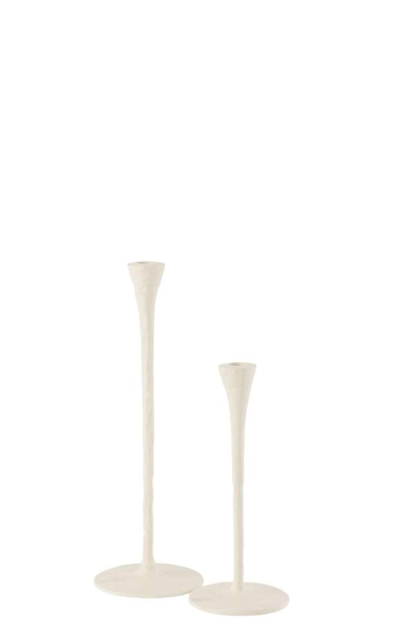 SET OF 2 CANDLE HOLDER GOA ALUMINIUM WHITE