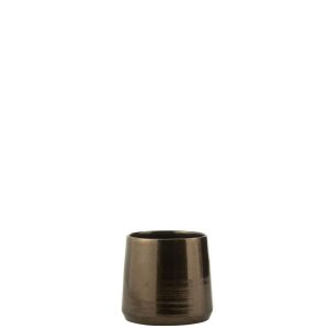 FLOWERPOT ROUND TERRA SHINY BRONZE MEDIUM