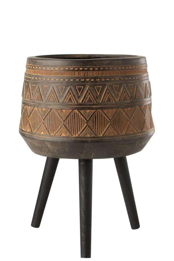 FLOWERPOT 3 LEGS ETHNIC MAGNESIUM BROWN-BEIGE