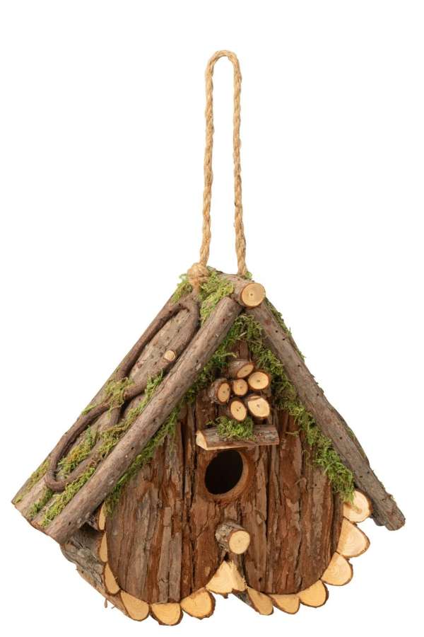 BIRDHOUSE HEART UPSIDE DOWN FIR WOOD NATURAL