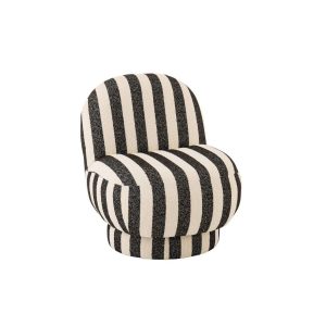 LOUNGE CHAIR STRIPED FABRIC BLACK/OFF-WHITE