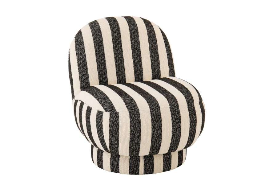 LOUNGE CHAIR STRIPED FABRIC BLACK/OFF-WHITE