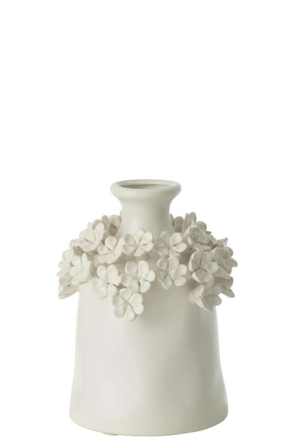 VASE YUCCA FLOWER CERAMIC WHITE SMALL