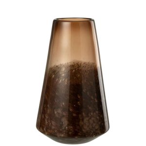 VASE CONE GLASS DARK BROWN LARGE