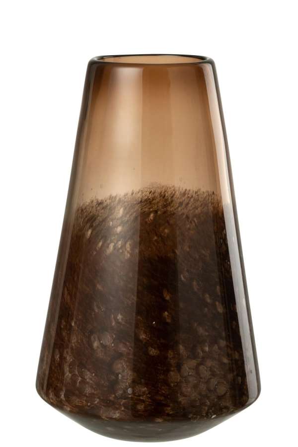 VASE CONE GLASS DARK BROWN LARGE