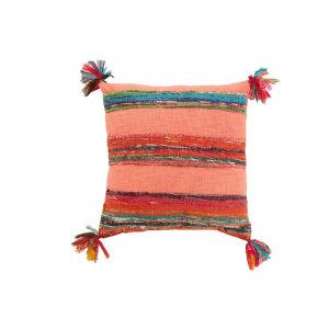CUSHION CHINDI TASSELS COTTON/POLYESTER PINK