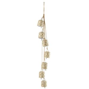 HANGER 7 BELLS IRON/BEADS WHITE/GOLD COLORED