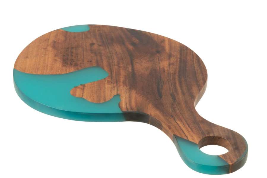 CUTTING BOARD MODERN ACACIA WOOD/RESIN NATURAL/BLUE