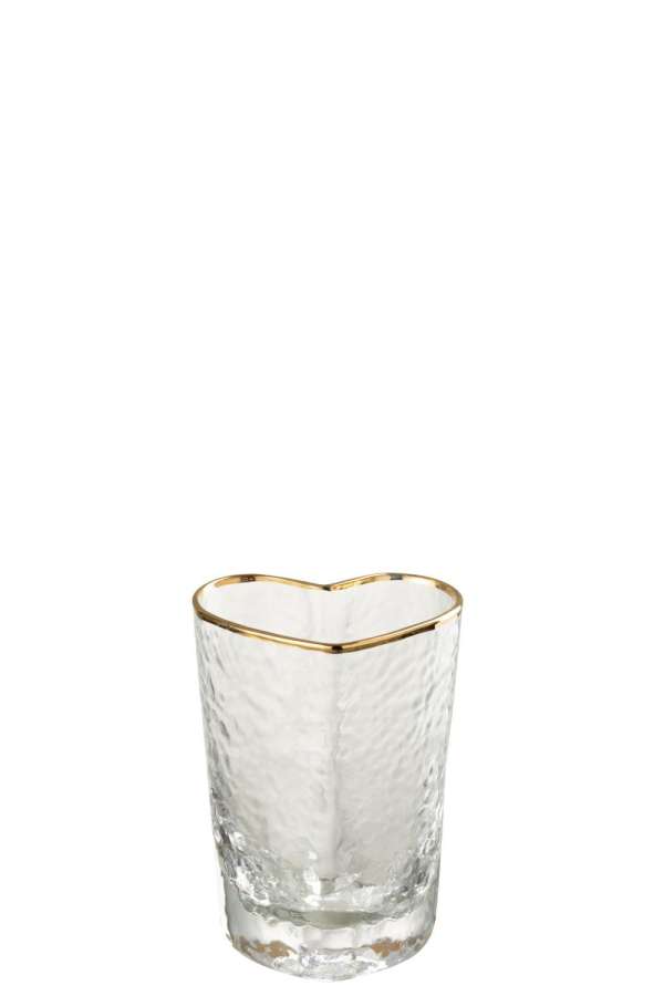 DRINKING GLASS HEART GLASS GOLD/TRANSPARENT