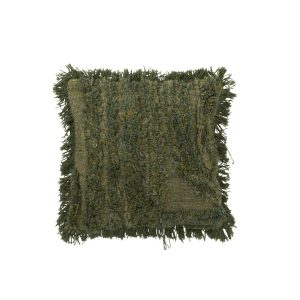 CUSHION ROUNDED LINES WOOL KHAKI GREEN