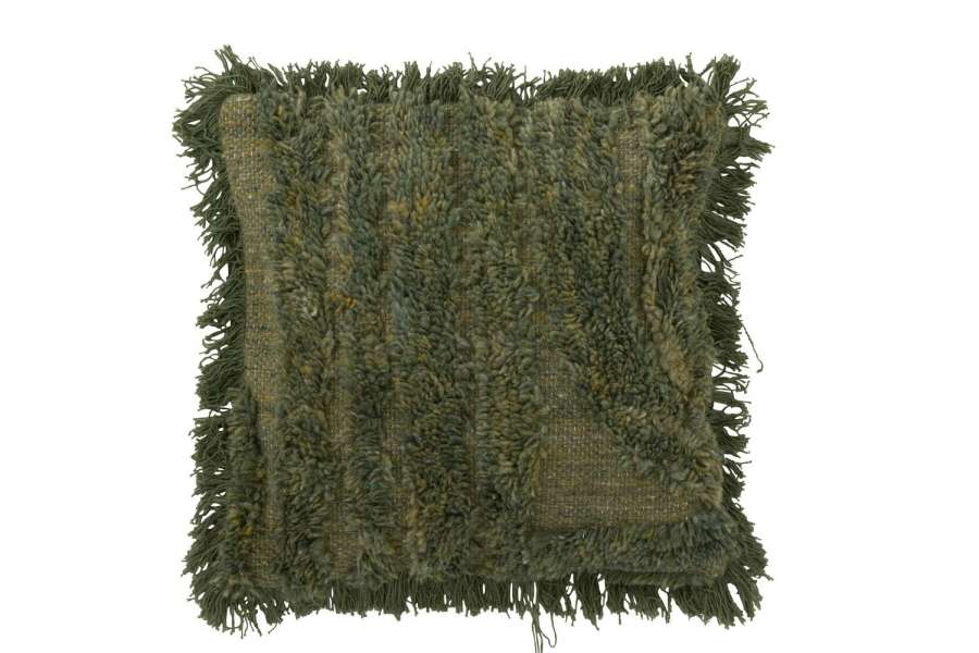 CUSHION ROUNDED LINES WOOL KHAKI GREEN