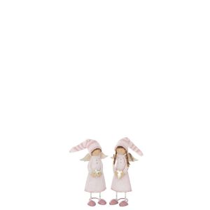ANGEL HEART+STAR METAL LIGHT PINK/GOLD COLORED SMALL ASSORTMENT OF 2