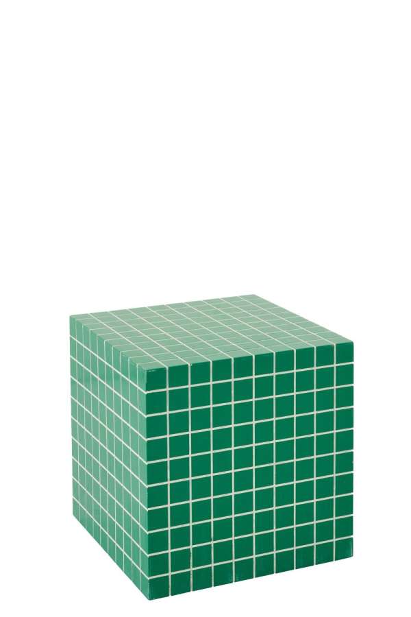 SIDE TABLE CUBE CHECKERED MDF GREEN/WHITE