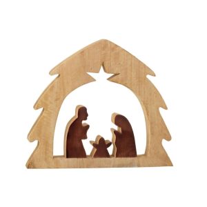 NATIVITY IN TREE MANGO WOOD NATURAL/BROWN LARGE