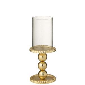 CANDLE HOLDER ALUMINIUM GOLD COLORED SMALL