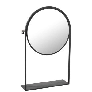 MIRROR ON FOOT METAL/GLASS BLACK