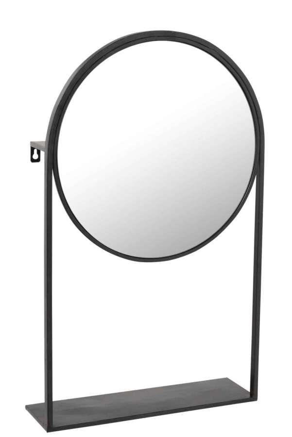 MIRROR ON FOOT METAL/GLASS BLACK